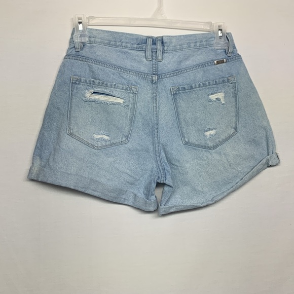 KanCan Distressed High Rise Denim Shorts - Light Wash - Picture 7 of 8